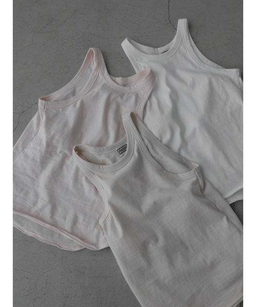 タンクトップ ノースリーブ cup-in recycled fabric american sleeve tops レディース