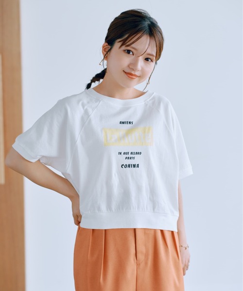 tシャツ 「La Hutte別注」ヴィンテージラグランプリントTシャツ「低身長・小柄女性」 レディース