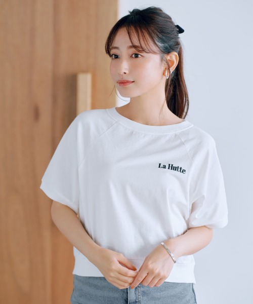 tシャツ 「La Hutte別注」ヴィンテージラグランプリントTシャツ「低身長・小柄女性」 レディース tシャツ 「La Hutte別注」ヴィンテージラグランプリントTシャツ