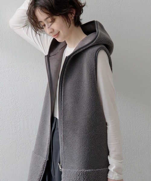 D*y様 【THE PAUSE】ボアフードロングジレ WhimGazette Whim Gazette｜【THE PAUSE】ボアフードロングジレ | Rakuten Fashion