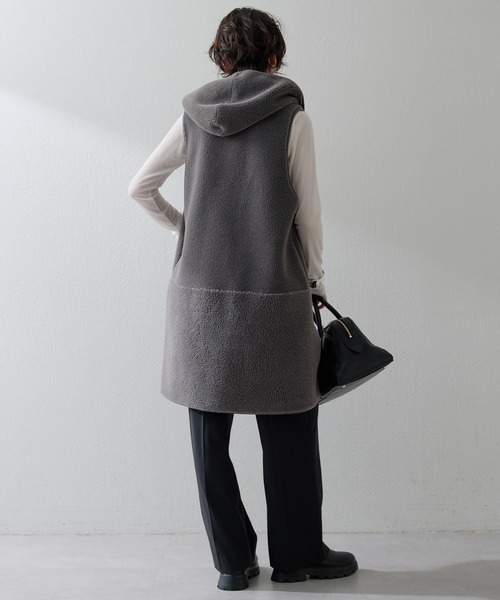 THE PAUSE ボアフードロングジレ THE PAUSE ベスト ジレ 「THE PAUSE」ボアフードロングジレ