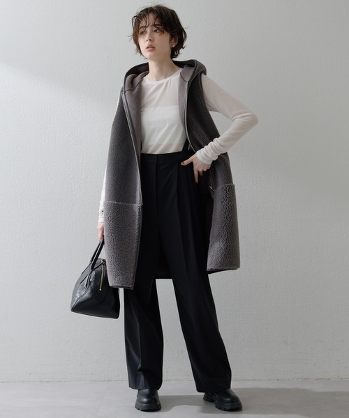 THE PAUSE ベスト ジレ 「THE PAUSE」ボアフードロングジレ