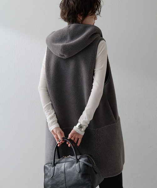 THE PAUSE ベスト ジレ 「THE PAUSE」ボアフードロングジレ