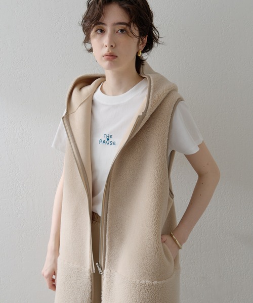 ベスト ジレ 「THE PAUSE」ボアフードロングジレ レディース THE PAUSE ベスト ジレ 「THE PAUSE」ボアフードロングジレ