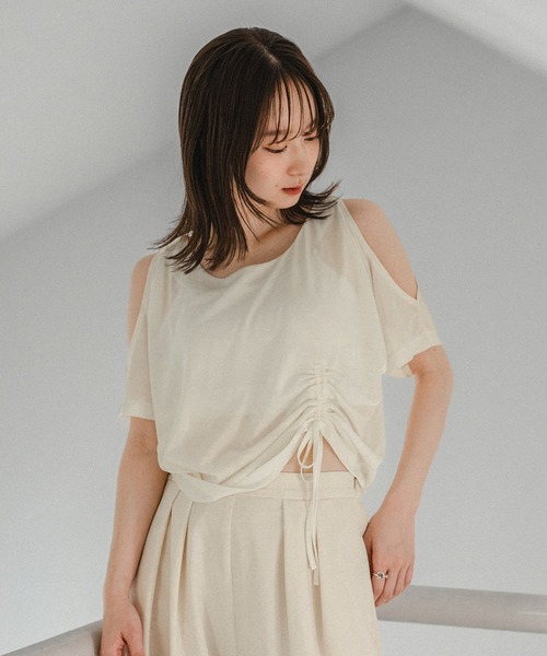 MECRE シアーTシャツ mideal tシャツ cut design sheer t shirt / カットデザイン