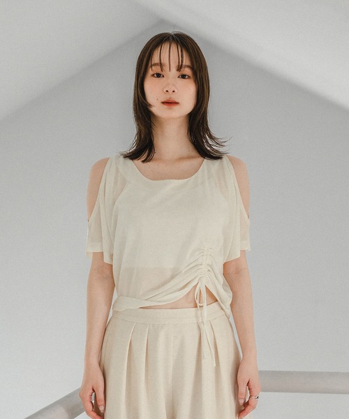 tシャツ GRADATION SHEER Tシャツ レディース マーブル×ゼブラシアーレイヤードTシャツ | AND ON JIONE STORE