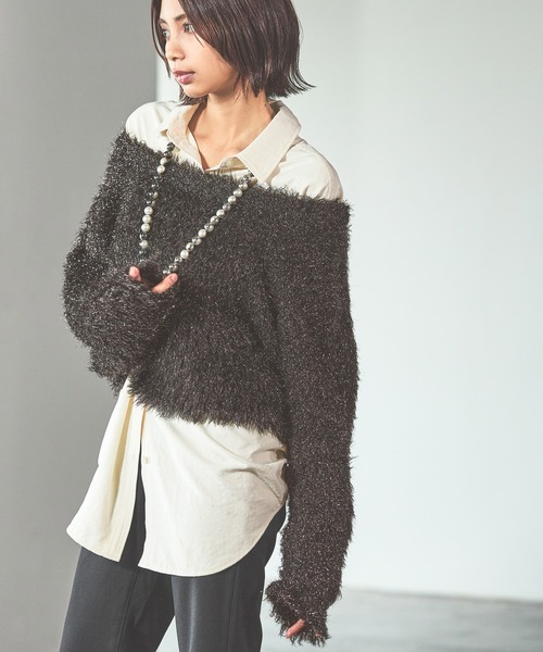 PAGEBOY ニット セーター キラキラオフショルニット レディース