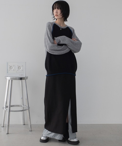 レイヤードスリットスカートS BLACK スカート レイヤードスリットスカート : ZOZOTOWN Yahoo!店