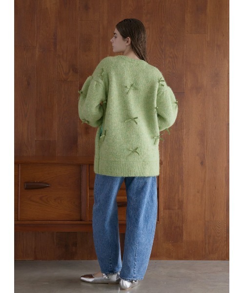 ムム　コエル　COEL カーディガン　美品 COEL（コエル） カーディガン リボンビッグカーディガン レディース