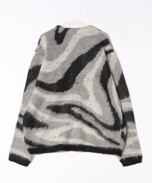 カーディガン HOUSTON / MOHAIR TOUCH CARDIGAN (MARBLE) マーブル柄 モヘアタッチ 起毛 ニット カーディガン/ HOUSTON カーディガン / MOHAIR TOUCH CARDIGAN (MARBLE