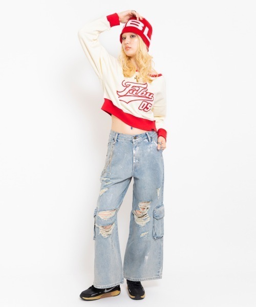 tシャツ FUBU x atmos pink Off-shoulder Top / フブ × アトモス ピンク オフショルダー トップ 「SP」 レデ FUBU tシャツ x atmos pink Off-shoulder Top / フブ × アトモス