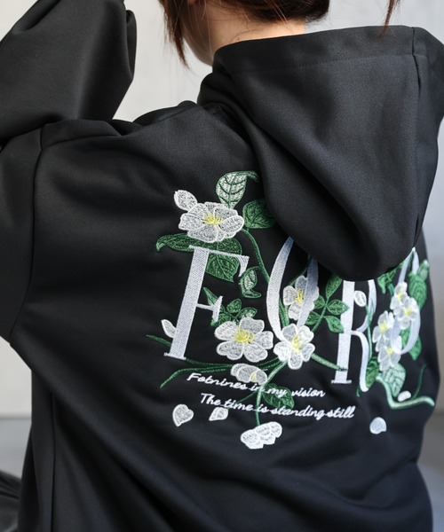 CREARE -LINO- パーカー 「ユニセックス商品」ミニ裏毛 フラワー刺繍