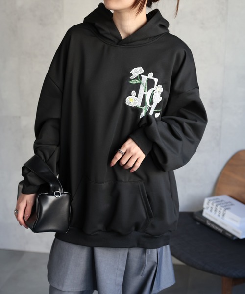 パーカー 「ユニセックス商品」ミニ裏毛 フラワー刺繍パーカー/フーディー レディース メンズ | CREARE -LINO- | 14