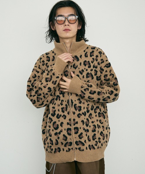 Shoowtime（ショウタイム） セーター ニット Leopard print zip-up