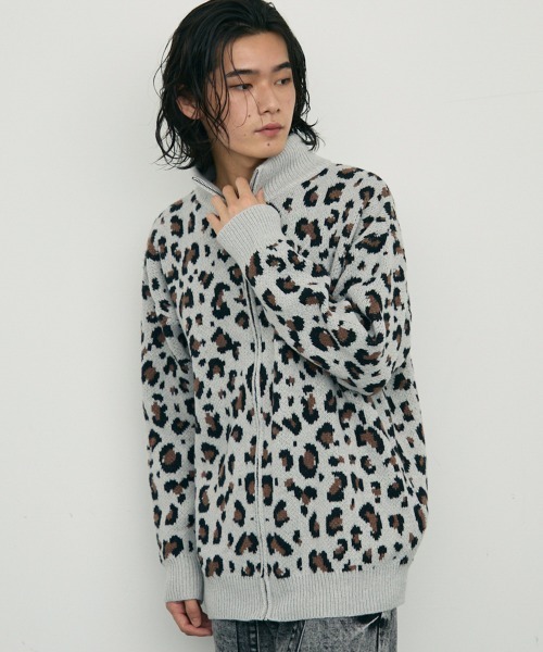 Shoowtime（ショウタイム） セーター ニット Leopard print zip-up