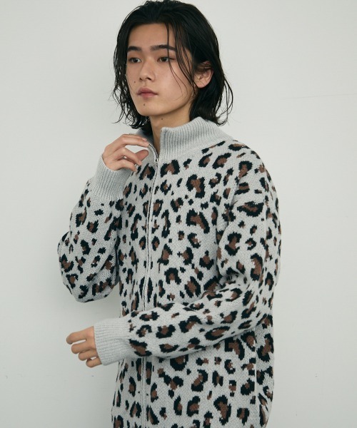 Shoowtime（ショウタイム） セーター ニット Leopard print zip-up