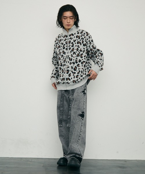 Shoowtime（ショウタイム） セーター ニット Leopard print zip-up