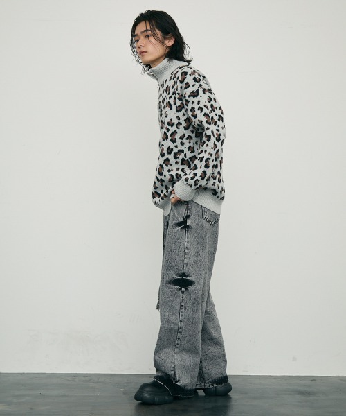 Shoowtime（ショウタイム） セーター ニット Leopard print zip-up