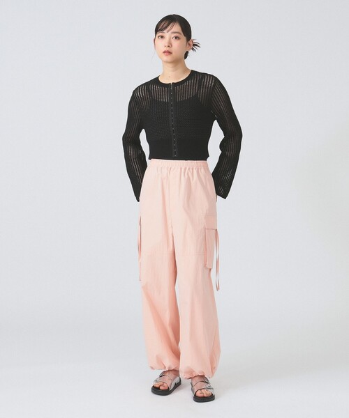 Ray BEAMS カーディガン メッシュフロントホック レディース