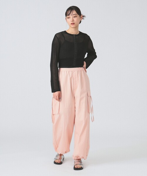 Ray BEAMS カーディガン メッシュフロントホック レディース