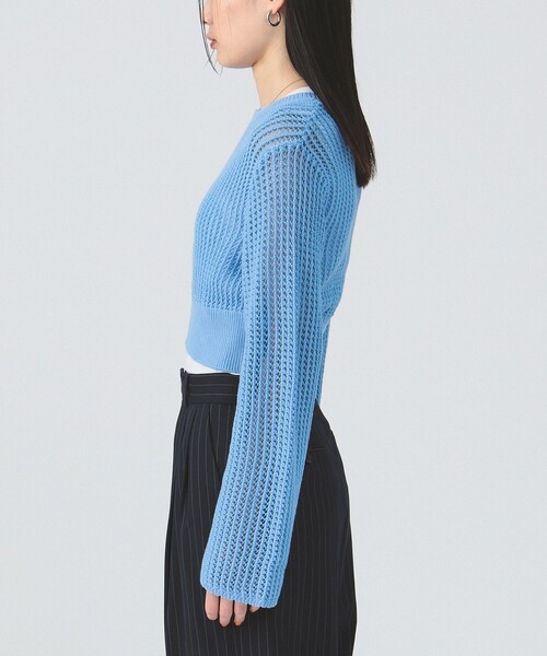 Ray BEAMS カーディガン メッシュフロントホック レディース
