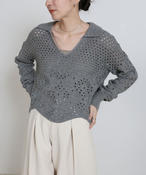 select MOCA（セレクトモカ） ニット セーター 透かし編みスキッパー