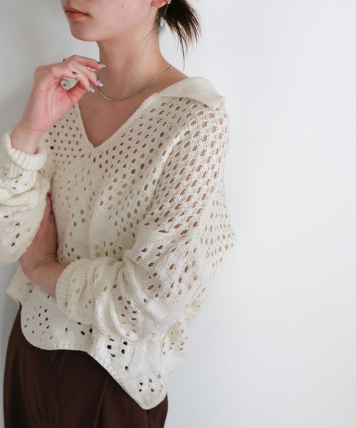 select MOCA（セレクトモカ） ニット セーター 透かし編みスキッパー