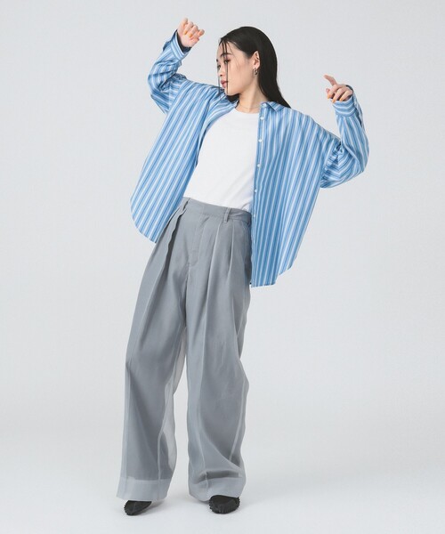 マルチサイズ ブラウス シャツ ストライプビッグシャツ レディース Ray BEAMS ブラウス シャツ マルチストライプ ビッグ レディース