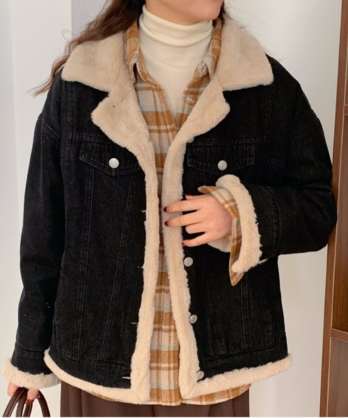 LETee デニムジャケット gジャン 裏ボアデニムジャケット レディース