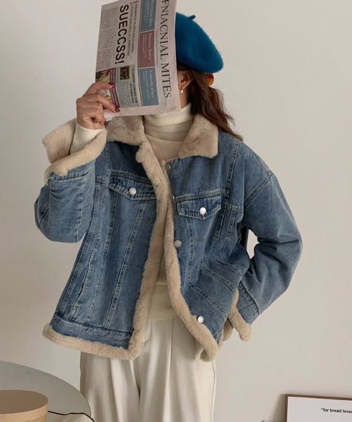 LETee デニムジャケット gジャン 裏ボアデニムジャケット レディース