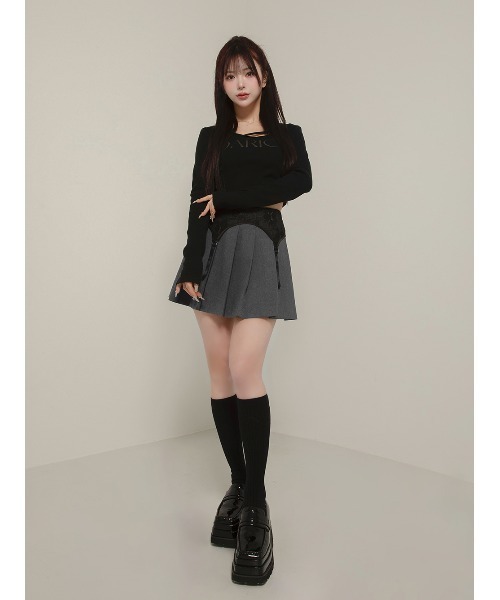 Darich（ダーリッチ） スカート ガーターデザインプリーツミニスカート