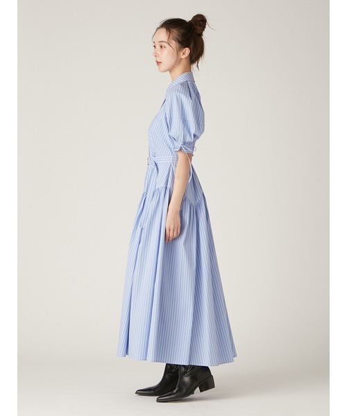 LILY BROWN パフスリーブフレアシャツワンピース Mサイズ未使用タグ付き LILY BROWN（リリーブラウン）の「パフスリーブフレアシャツ