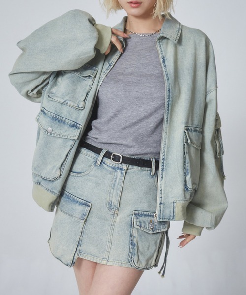 ENVYM（アンビー） ブルゾン アウター ポケットデニムビッグシルエット 