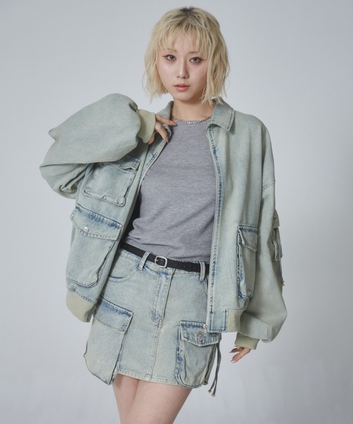 ENVYM（アンビー） ブルゾン アウター ポケットデニムビッグシルエット 