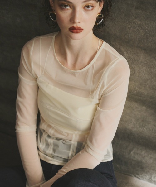 ANDRESD tシャツ corset style sheer tops コルセットスタイル