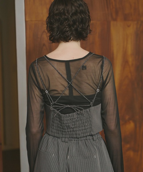 ANDRESD tシャツ corset style sheer tops コルセットスタイル
