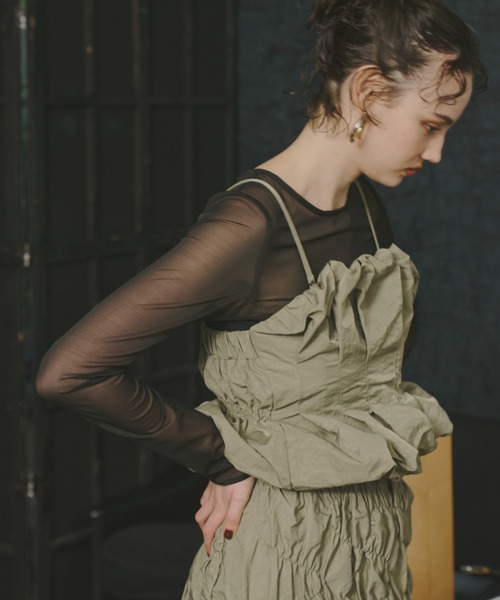ANDRESD tシャツ corset style sheer tops コルセットスタイル