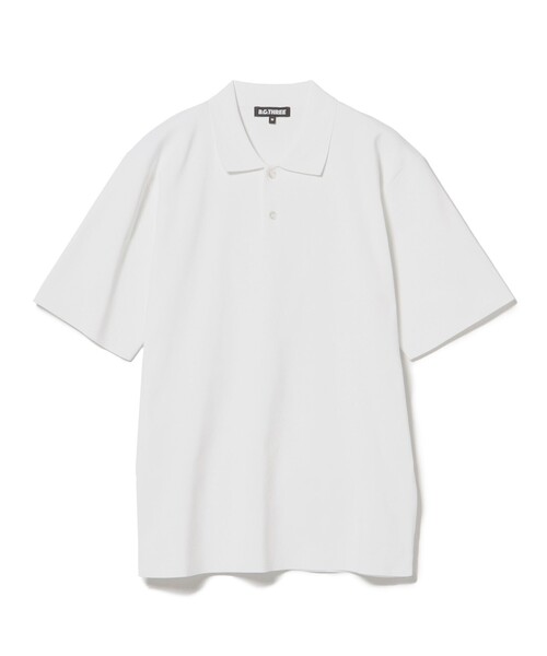 【未着用】 BEAMS GOLF メンズ 半袖 ニットシャツ S PURPLE LABEL 麻混 ニットポロシャツ(半袖シャツ・ポロシャツ