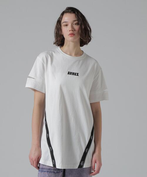 AVIREX（アヴィレックス） ワンピース 半袖 CUFFS OPEN LOGO TAPE
