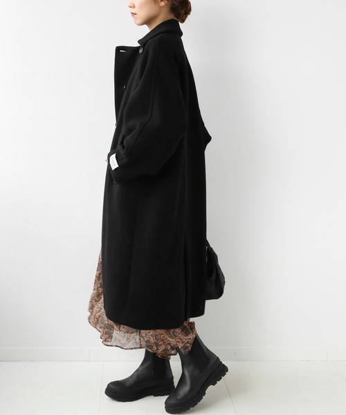 美品♡relume woolメルトン　ピーコート 黒 美品♡relume woolメルトンピーコート 黒