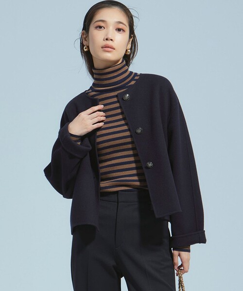 23区（ニジュウサンク） ノーカラージャケット 38 ネイビー レディース