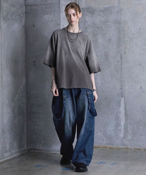 SERACE ネイビー S ヴィンテージデザインルーズグラデーションTシャツ SERACE ネイビー S ヴィンテージデザインルーズグラデーションT