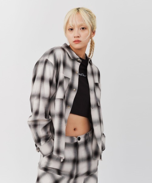 ブラウス シャツ atmos pink Ombre Check Shirt / アトモス ピンク オンブレ チェック シャツ レディース