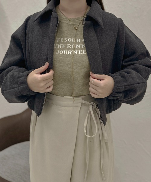 「apres jour clair」 ジップアップブルゾン X-LARGE ベージュ レディース_画像7