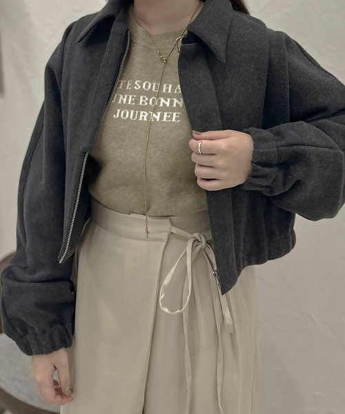 「apres jour clair」 ジップアップブルゾン X-LARGE ベージュ レディース_画像8