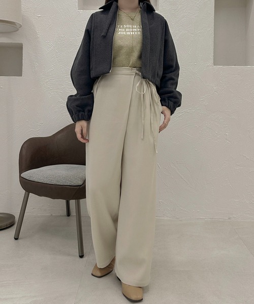 「apres jour clair」 ジップアップブルゾン X-LARGE ベージュ レディース_画像9