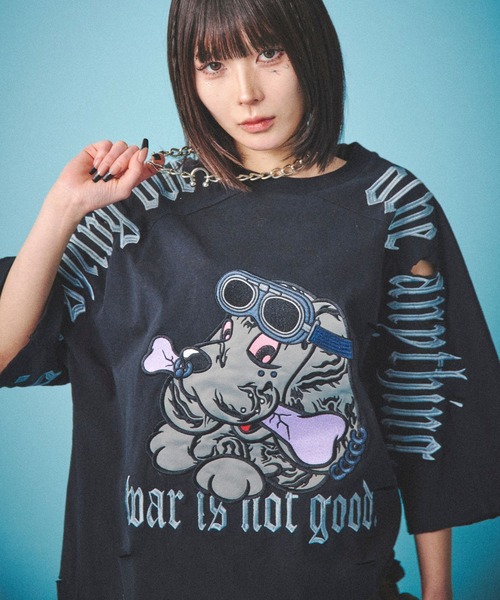 GALFY (ガルフィー) 病みに染まりし反戦Tシャツ - White