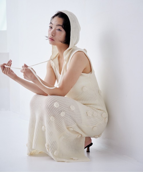 etre loin（エトルワン） ワンピース Rose knit hoodie dress