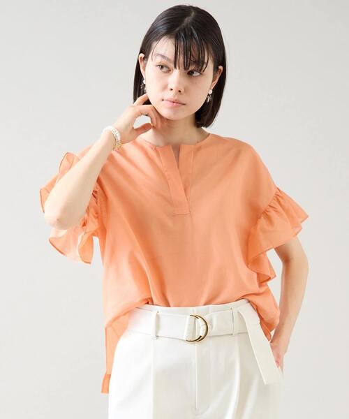 ブラウス シャツ スキッパーフリルスリーブブラウス レディース