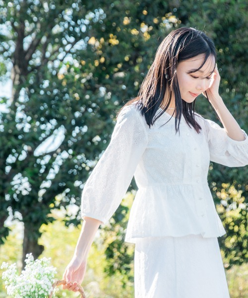 Petitjo（プッチージョ） ブラウス シャツ 小さいサイズ 綿100％透かし